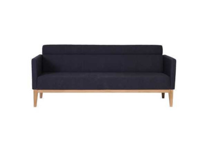 Schwarzer Dreisitzer Luxus 3-Sitzer Couch Designer Polstersofa Holzfüße